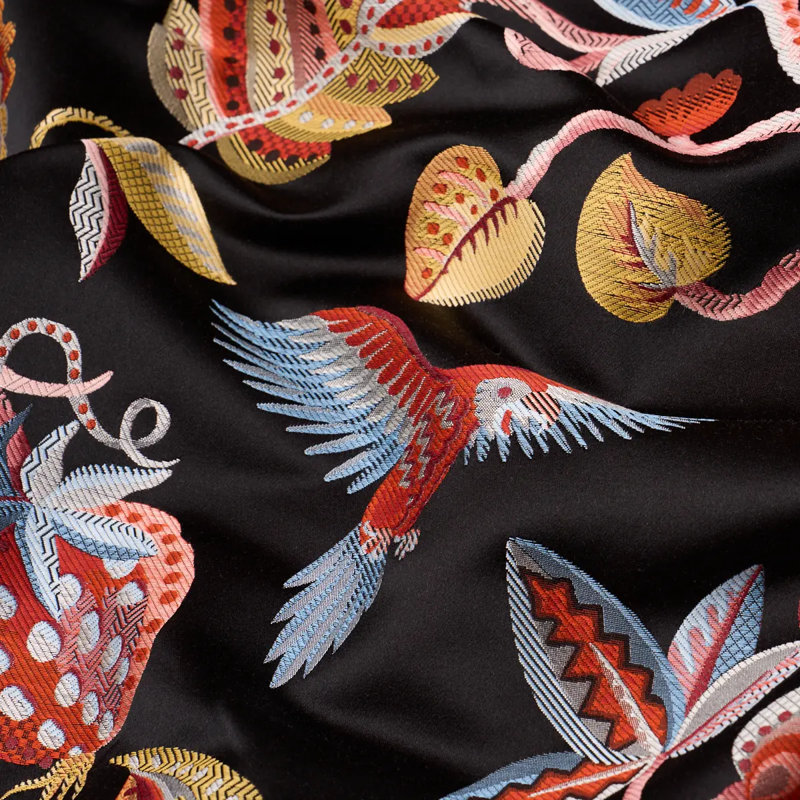Birds Of Paradise Fabric, Noir