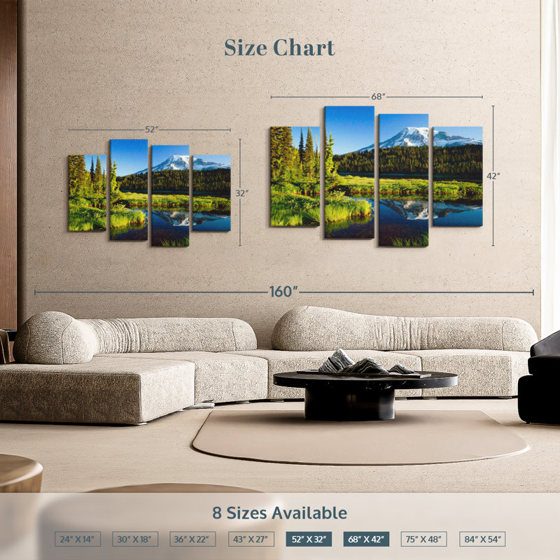 «Mt. Rainier Reflection Wall Art», H 32 po x l 52 po x P 1,25 po