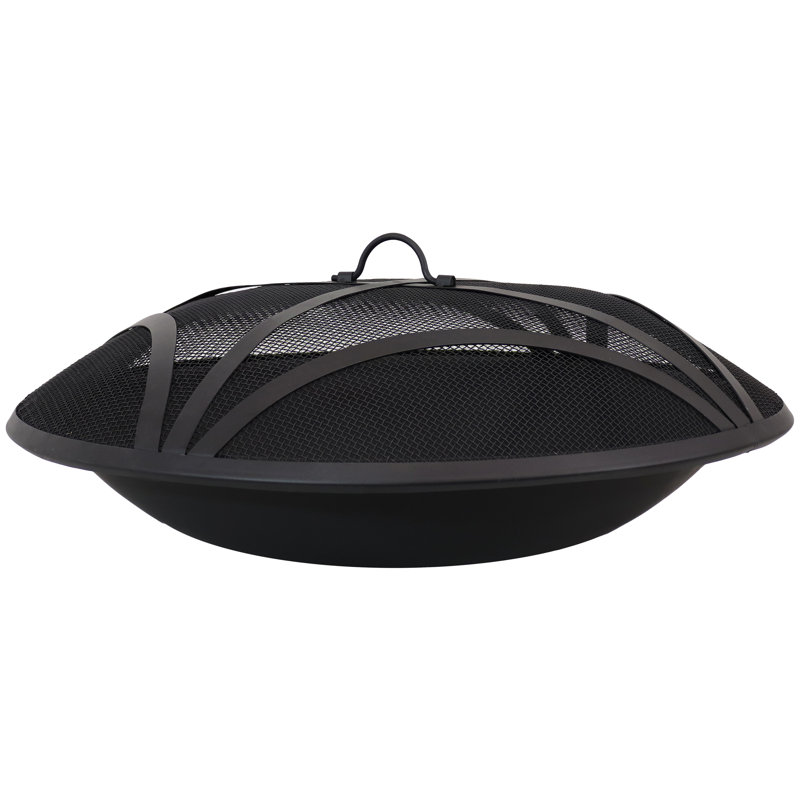 Dortha Round Wood-Burning Black Finish Steel Replacement Fire Pit Bowl - 24", 5" H x 23.25" W x 23.25" D