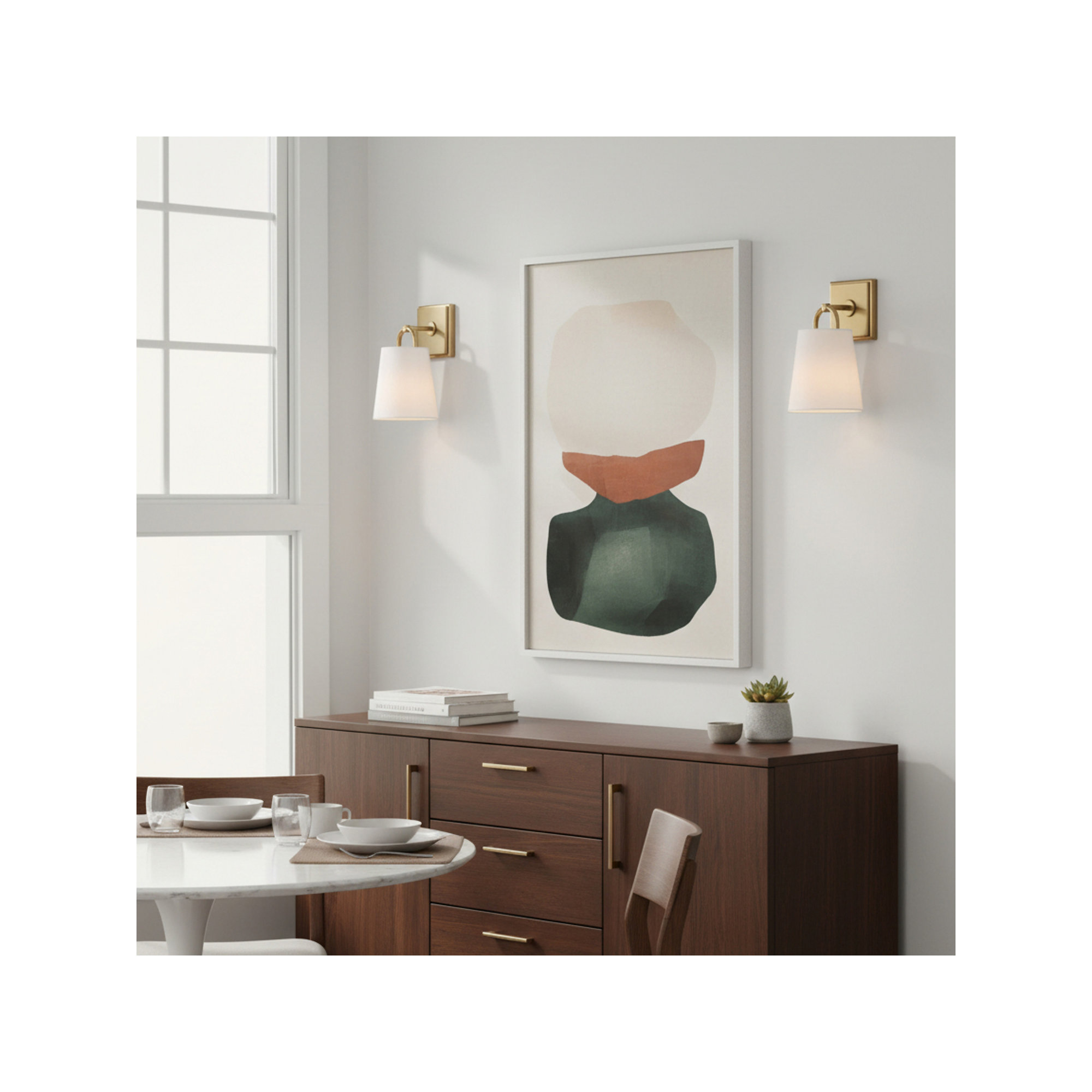 Single Light Steel Dimmable Armed Sconce, Aged Brass