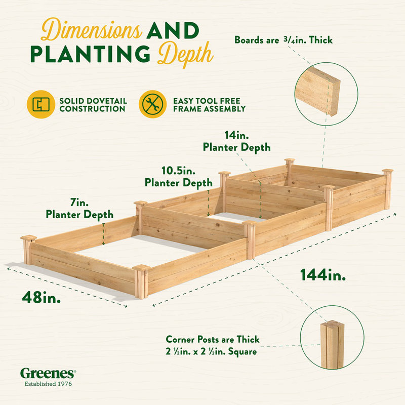 Jardin surélevé en cèdre 12 pi x 4 pi Jaxon, Cèdre