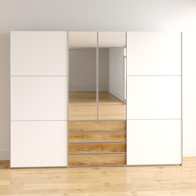 Branchburg 2 Door Manufactured Wood Wardrobe, White and light brown