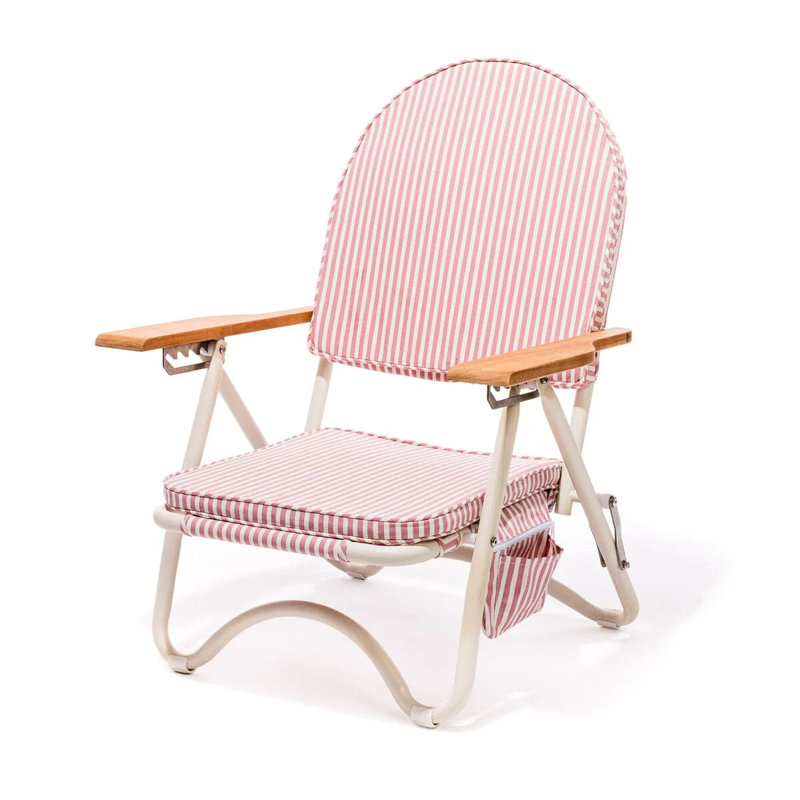 Chaise de plage inclinable avec coussin Pam, Rose