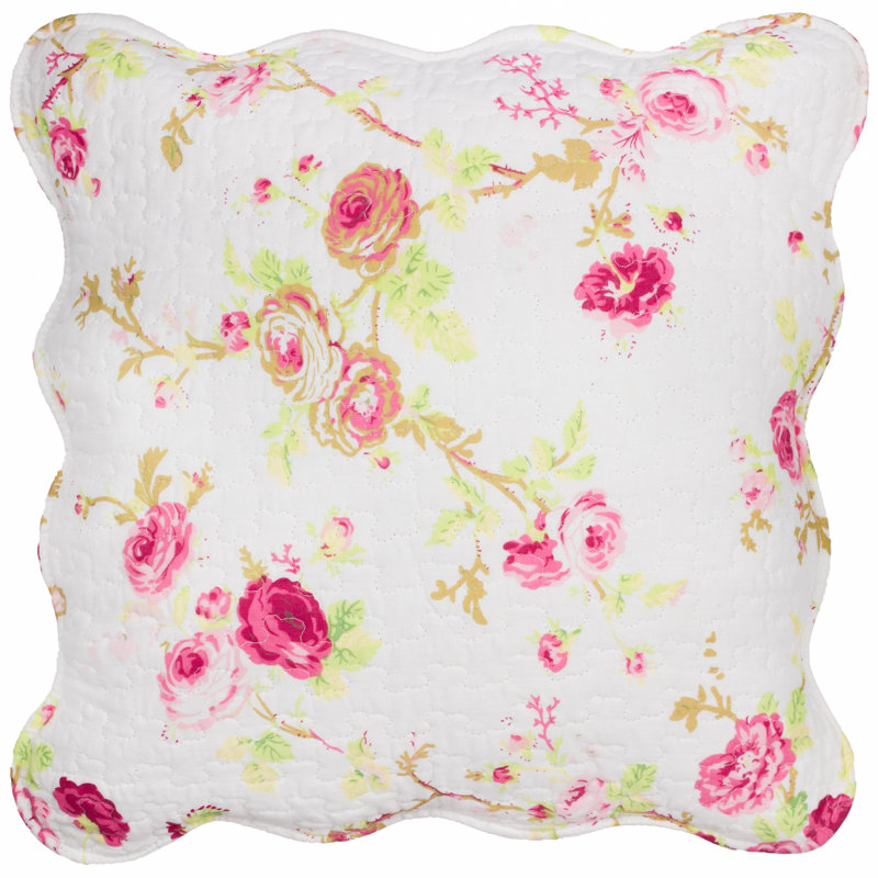 Floral White/Pink Square Cushion
