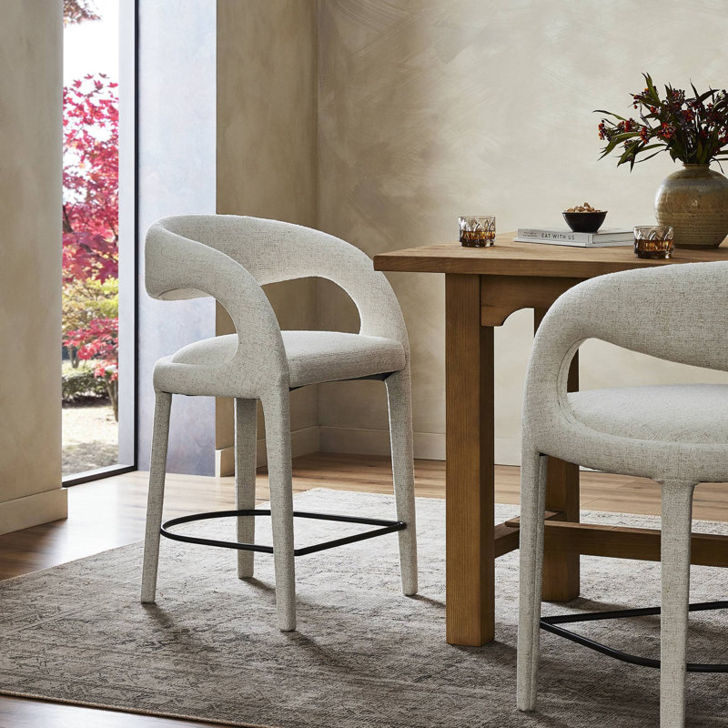 Hawkins Stool, Counter Stool (26.57" Seat Height), Omari Natural/Polyester Blend