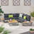 Sterling v-shaped outdoor aluminum 5-seater sofa set with cushions, perfect for patio or backyard lounging