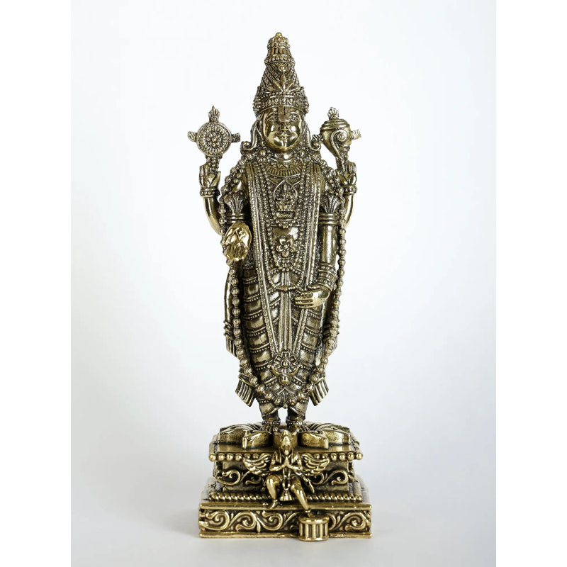 Superfine seigneur Tirupati Balaji Idol avec Garuda en bas Venkateshvara Statue en laiton plusieurs tailles laiton doré Home Temple Decor cadeau DDL510