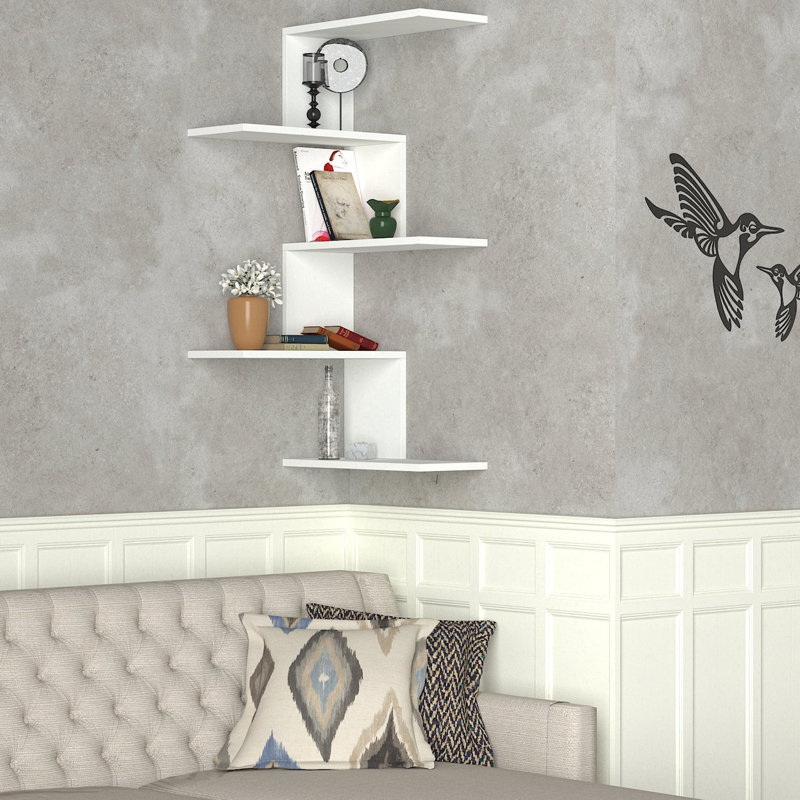Cardona Stylish Wall Shelf, White, 20.3 x 42.9 x 11.6 inches | 100% Melamine Coated Particle Board, Thickness: 0.7 inches | Wall-Mounted Design with Multiple Shelves | Perfect for Modern Home Décor & Organization