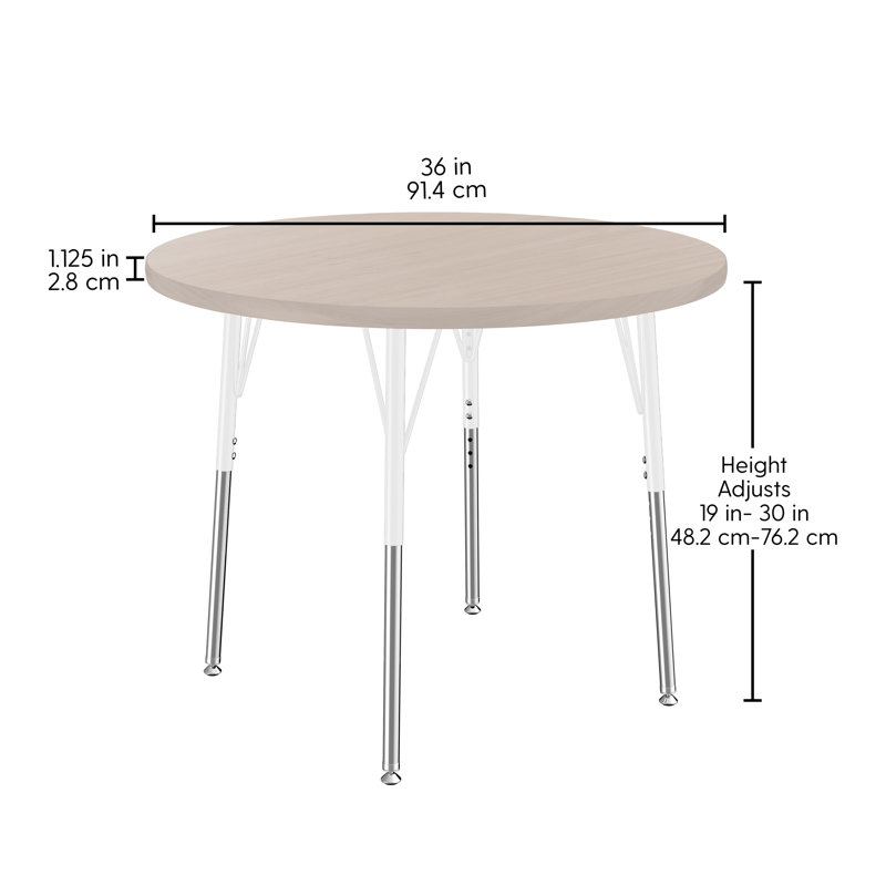 Table ronde 36 "à fil de bois thermofusionné avec pieds réglables standard - sable asiatique / blanc, Beige