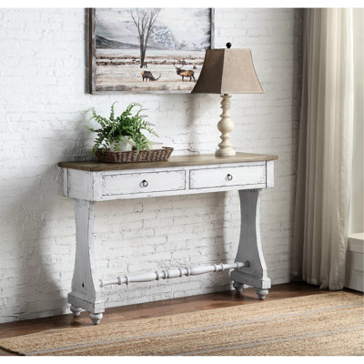 Console avec 2 tiroirs de rangement au fini blanc antique 46,85 po Largeur