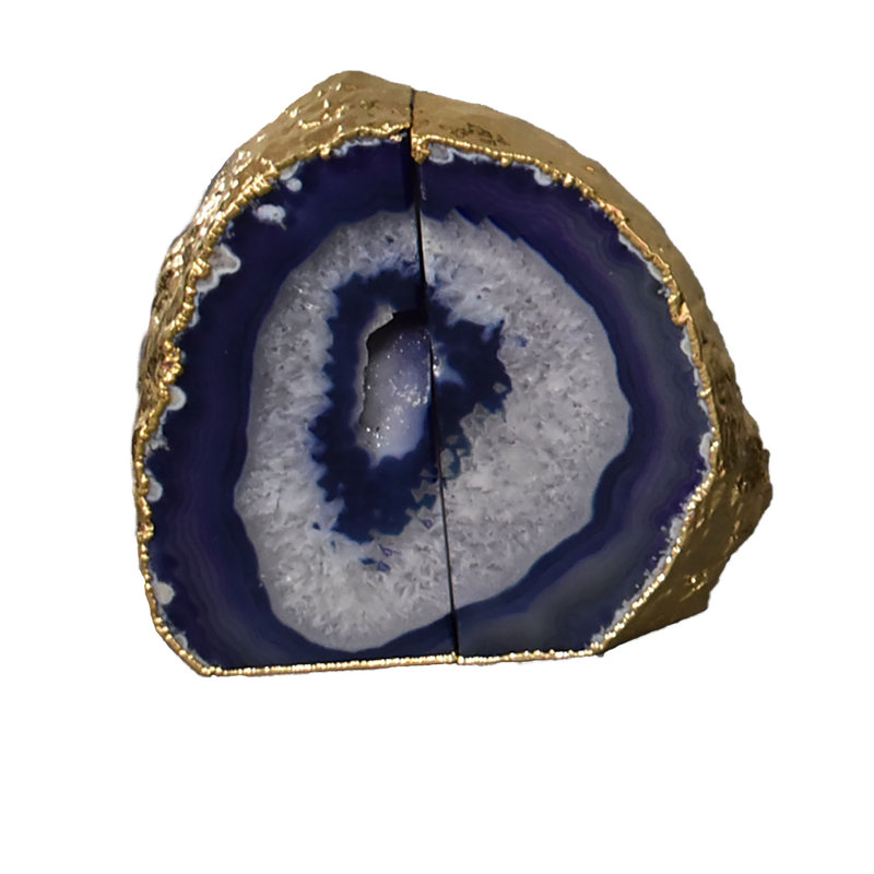 Agate / Geode Non-Skid Bookends, Purple/Gold, 4.5"H x 5.5"W x 2"D