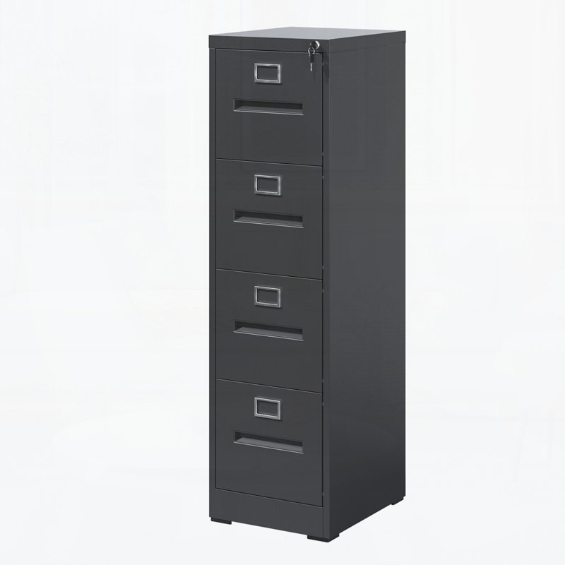 4 Drawer File Cabinet with Lock Metal Vertical File Cabinet Office Home, A4 Legal/Letter Size Narrow File Cabinet Locked
