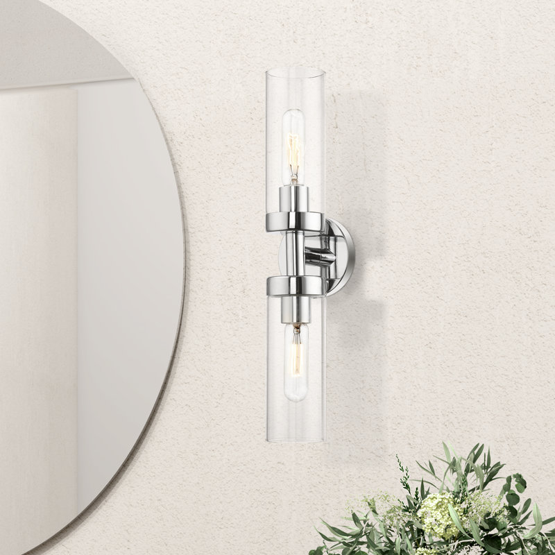 Devia 2-Light Dimmable Wall Sconce, Polished Chrome