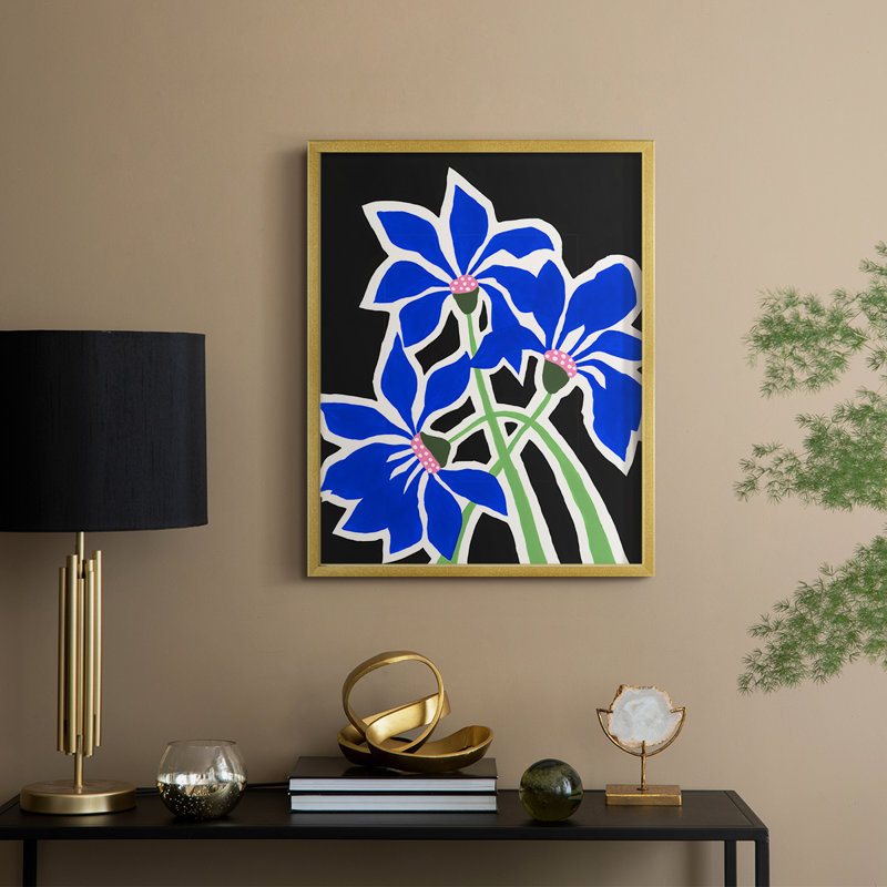 Pop Flowers IV, reproduction encadrée - bois massif, H 30 po x l 24 po, Doré
