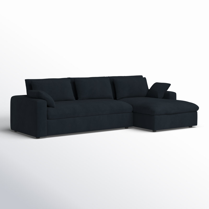 Canapé modulaire 2 pièces Remy, Lin texturé gris anthracite Zuma, Orienté à droite