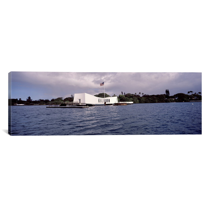Uss de l’arizona de l’arizona, de la harbor perle, honolulu, hawaii, reproduction de photo sur toile panoramique, Cadre noir