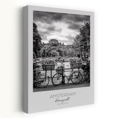 «Amsterdam Canal Bicyclcles», reproduction de tulipe contemporaine, art mural de la ville