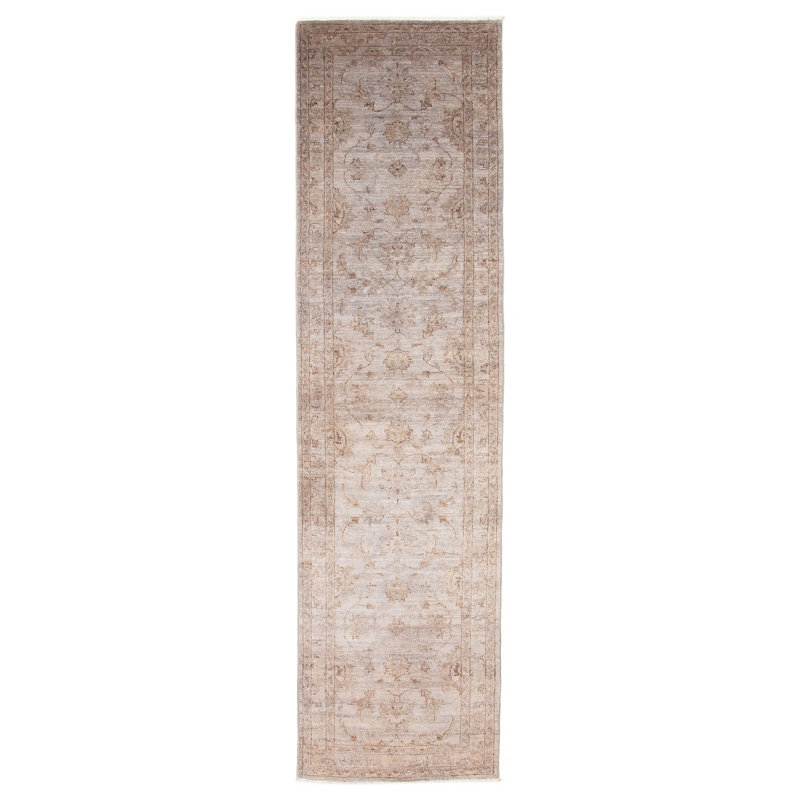 Tapis unique noué à la main gris éclatant 2 pi 5 po x 9 pi 8 po