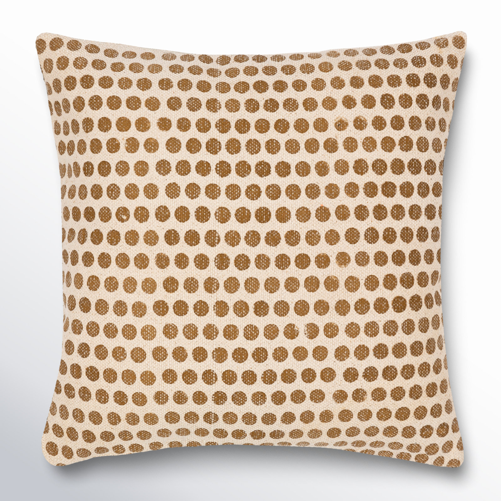 Zetta Polka Dots Cotton Throw Pillow, Light Beige/Tan, Polyester/Polyfill, 20" x 20"