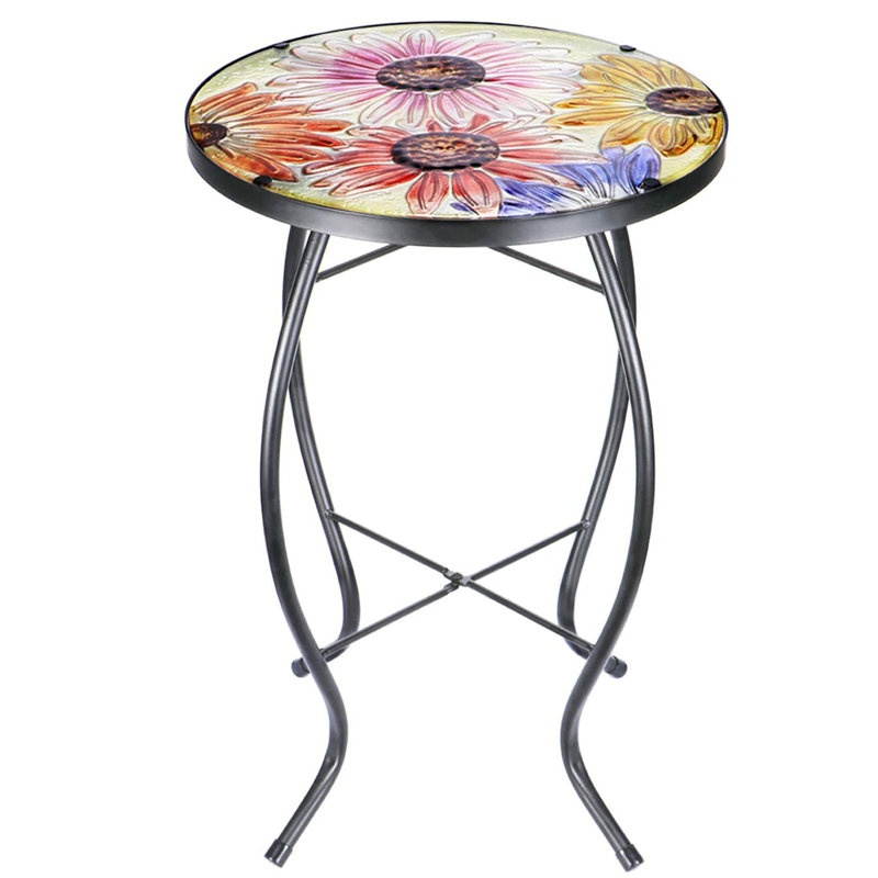 Round Metal Outdoor Side Table , 14.02'' in. W 14'' in. D
