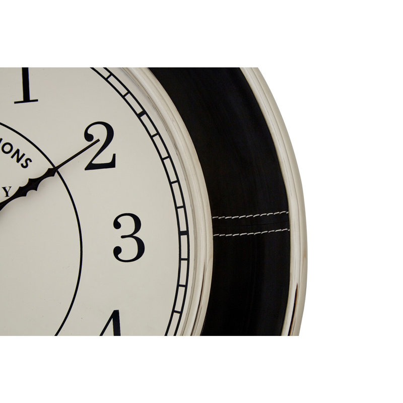Check Wood Wall Clock, 45cm H x 45cm W x 4cm D, Tan