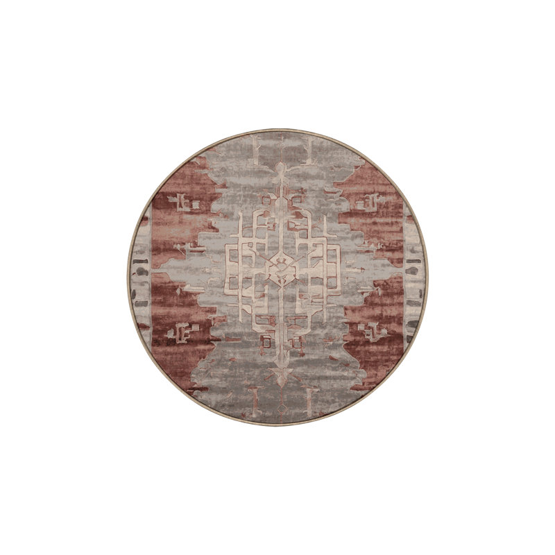 Machine Washable Brown Area Rug, Round 5'