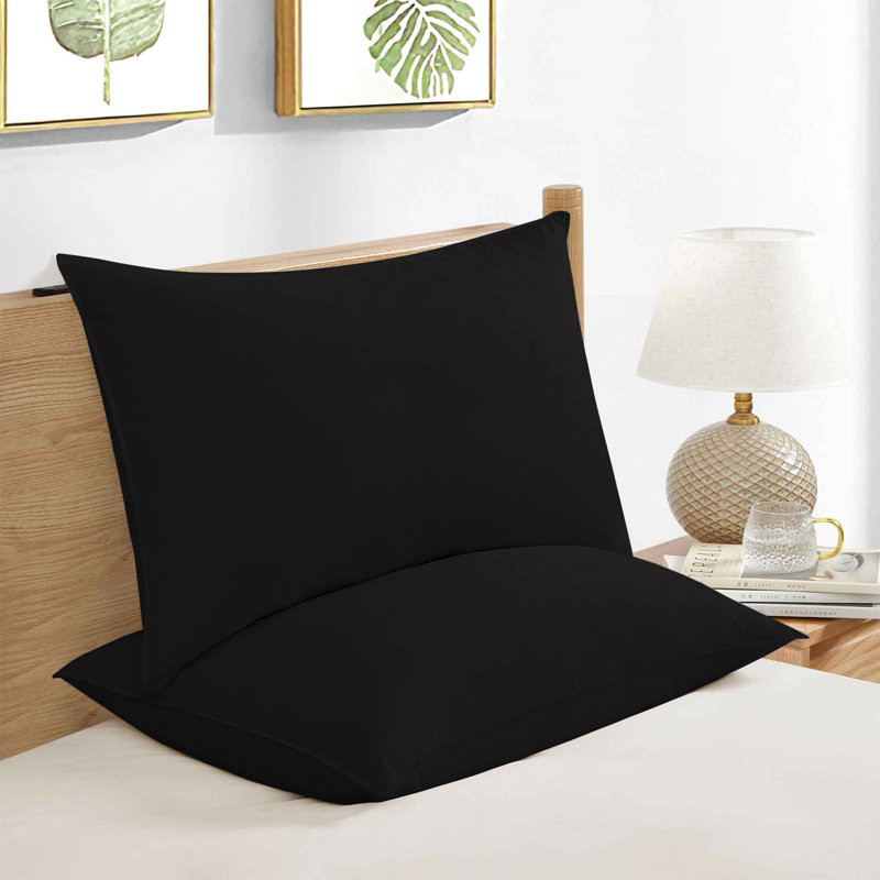 Brushed Microfiber Plain 100% Polyester Standard Size Pillowcase/Cover, Black