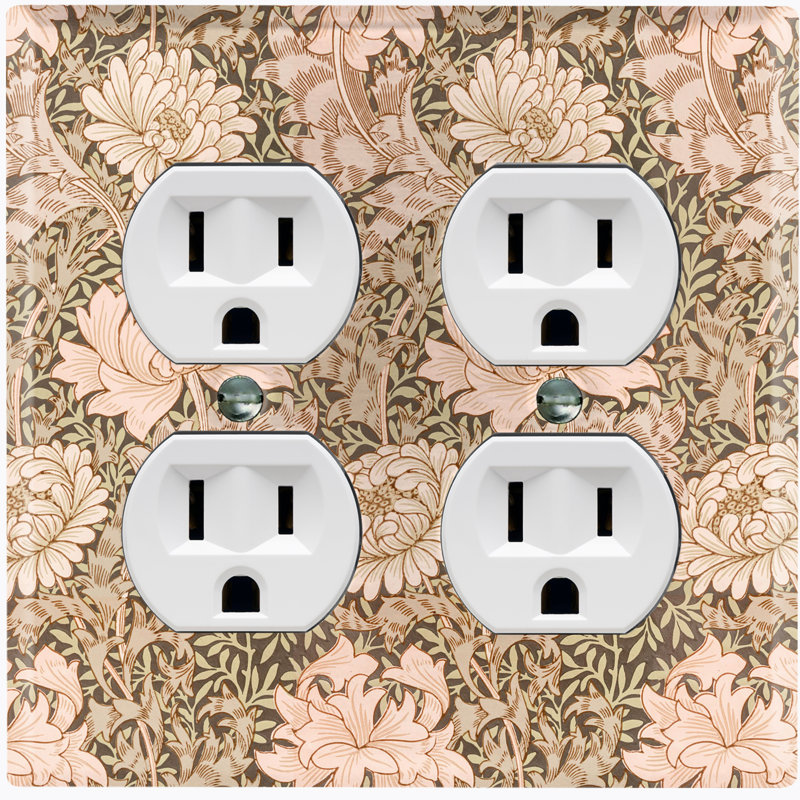 Copper Rust Patina Teal Print 2 - Gang Duplex Outlet Standard Wall Plate, Pink