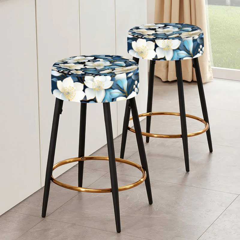Ensemble de 2 tabourets de bar Artistic Blue Magnolia Essence Beauty