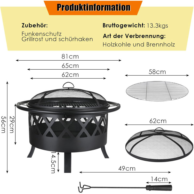 Segura 69cm x 34cm Fire Pit Stand