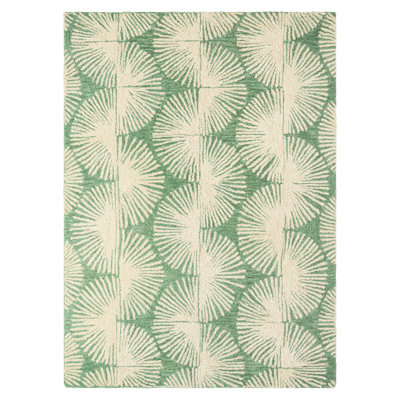 Tapis vert en laine fabriqué à la main à motif géométrique vert Kendall NICOLE MILLER New York