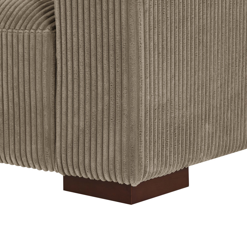 Asyiah Upholstered L-Shaped Sectional, Camel Corduroy, Left Hand Facing