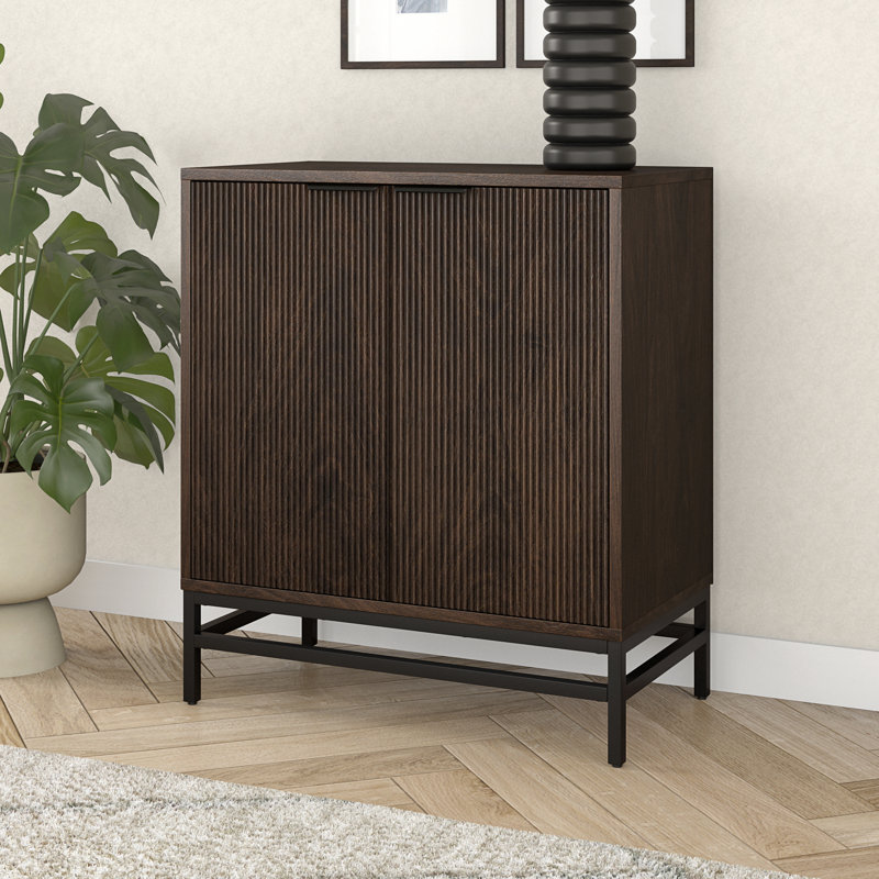 Annali Steel 2 - Door Square Accent Cabinet, Dark Brown Wood