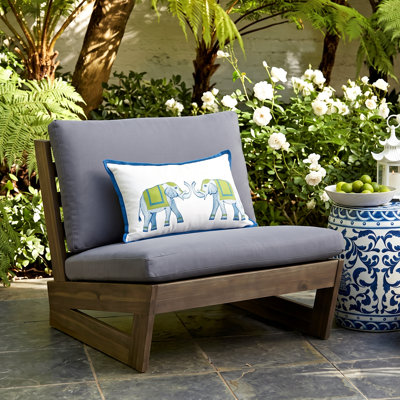 Louise Acacia Outdoor Armless Lounge Chair