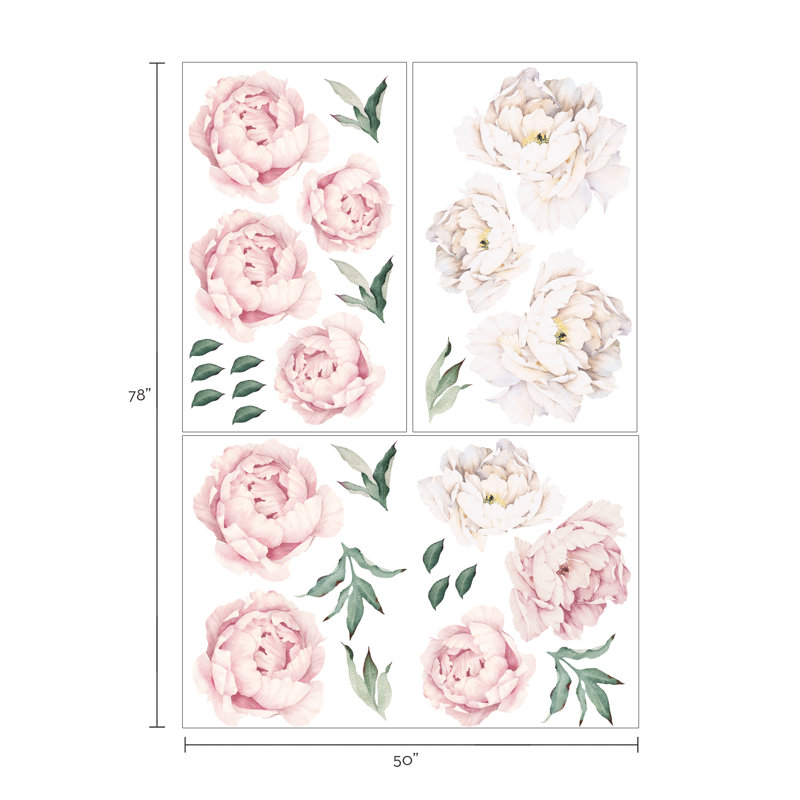 Adhésif décoratif pivoine Wanette, Rose vintage