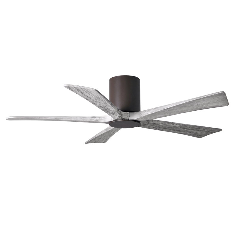 Irene Flushmount Light Kit 5 Blade LED Ceiling Fan, Barn Wood Tone, Textured Bronze, 52"