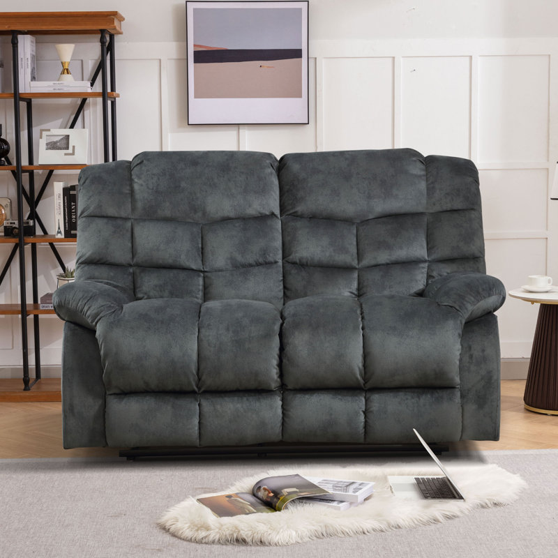 Canapé inclinable manuel moderne et ultra doux de 61,8 po de largeur Edilmar, Microfibre / microsuède gris fumée