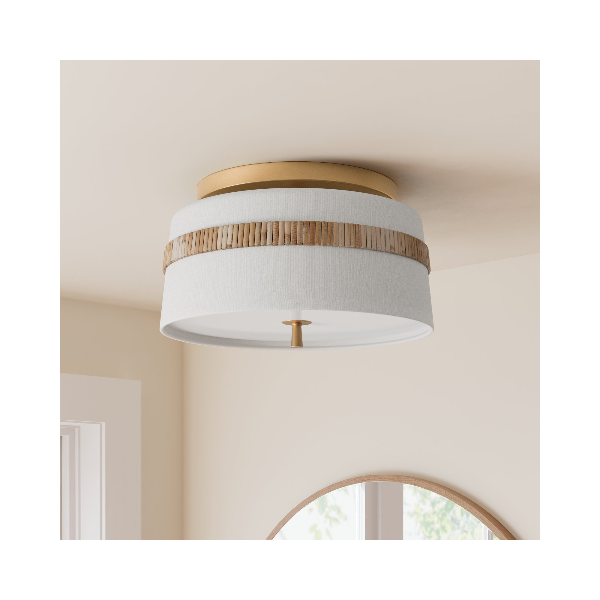 Daquavion 3 Light Fabric Flush Mount, 8.25" H x 14" W x 14" D
