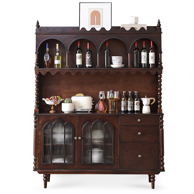 Buffet en bois de noyer massif, H 76,38 po x L 58,66 po x l 17,32 po