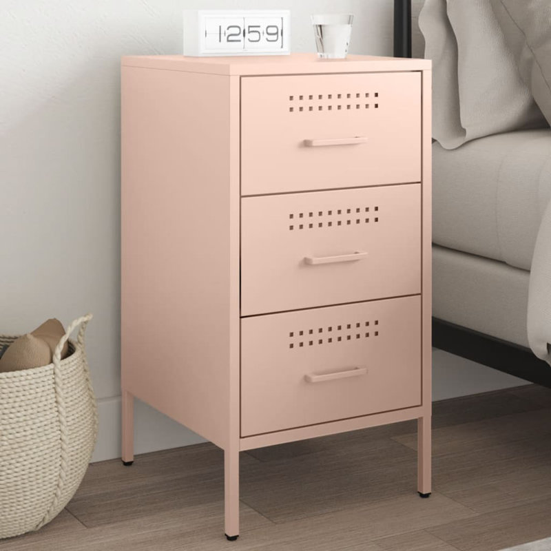 Bedside Cabinet 36x39x68 cm Steel, Pink
