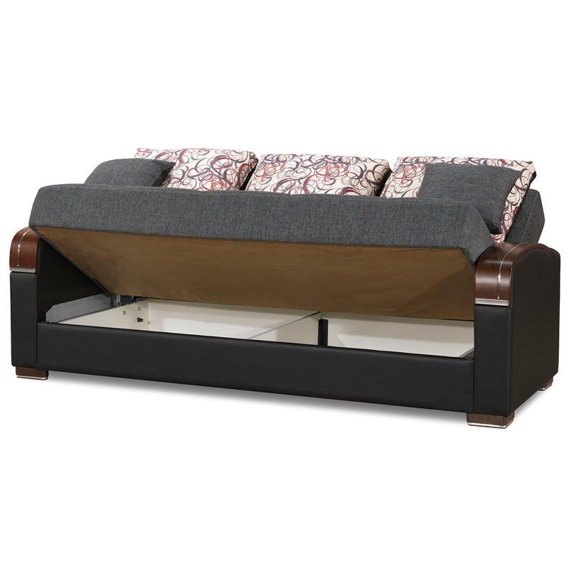 Pegasus Full / Double 87'' Upholstered Convertible Sofa, Gray, Gray