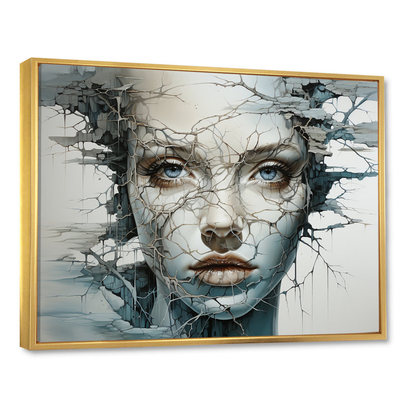Reproduction d'art sur toile surréel, Cadre flottant doré, H 16 po x l 32 po x P 1 po