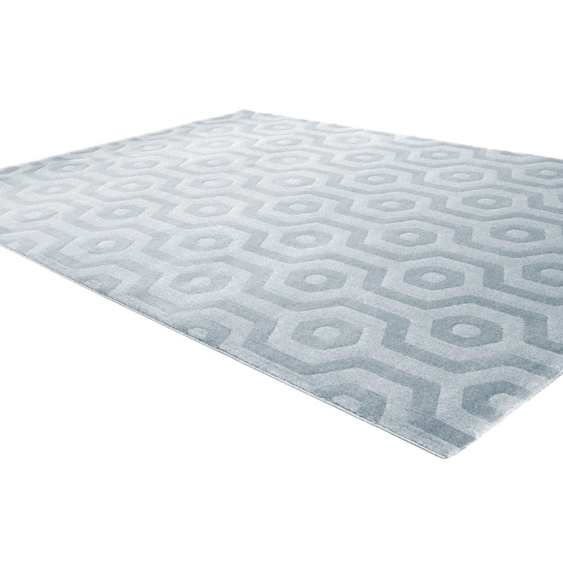Tapis bleu tissé à la machine Imiyah, Rectangle 6 pi 7 po x 9 pi 6 po