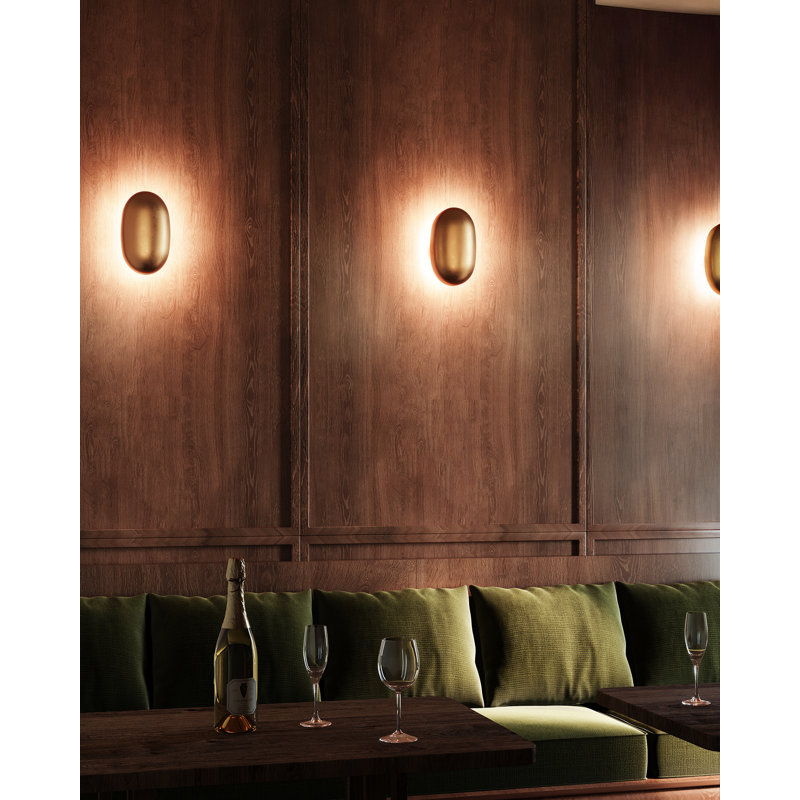 Perle 10-in Black dimmable LED Wall Sconce, Antique Brass