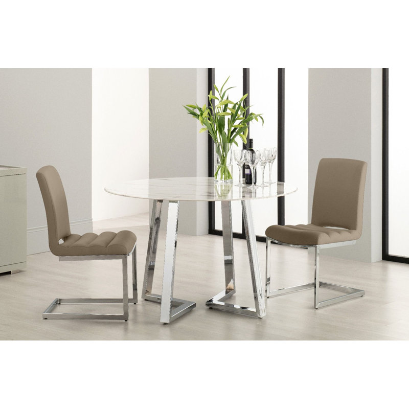 Kamrar 47cm H Upholstered Cantilever Chair in Grey, Taupe