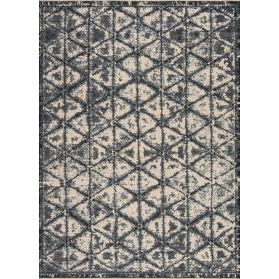 Shibori Hand Knotted Wool Area Rug in Ivory/Gray