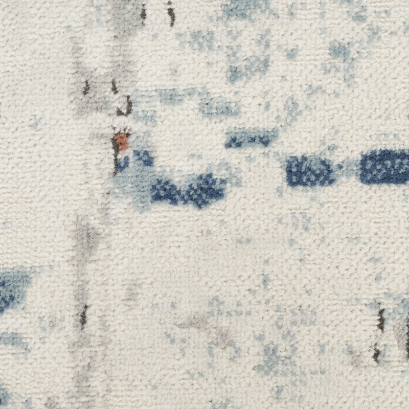 Tapis beige / gris en polyester / polypropylène tissé à la machine Addie, Beige/Blue/Rust
