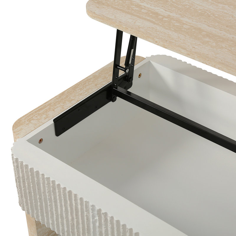 Table basse à plateau relevable, bureau moderne en bois avec rangement caché