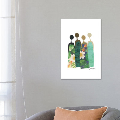 Diverse Women In Tropical Dress by LouLouArtStudio - Print on Canvas