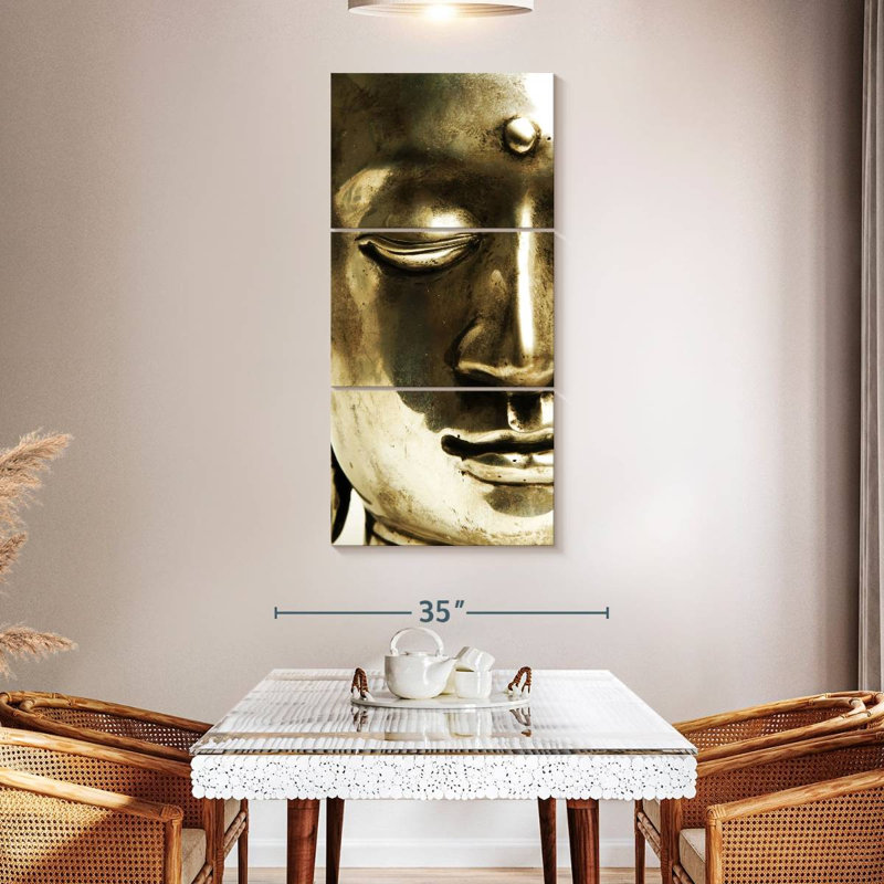 Ensemble de 3 pièces d'art sur toile Shiny Buddha, H 52 po x l 24 po